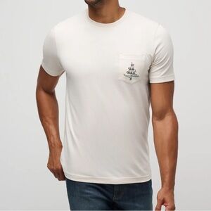 Travis Mathew Holiday Collection Embroidered Beer Can Tree Off White T Shirt Sm